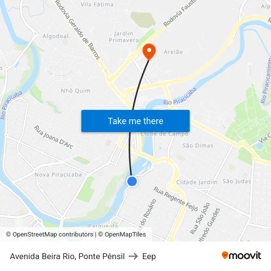 Avenida Beira Rio, Ponte Pênsil to Eep map