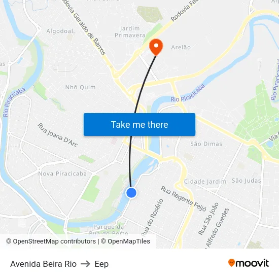 Avenida Beira Rio to Eep map