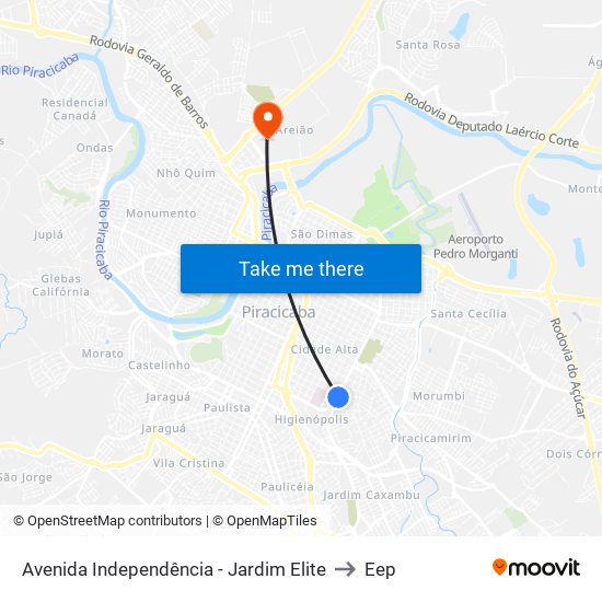 Avenida Independência - Jardim Elite to Eep map