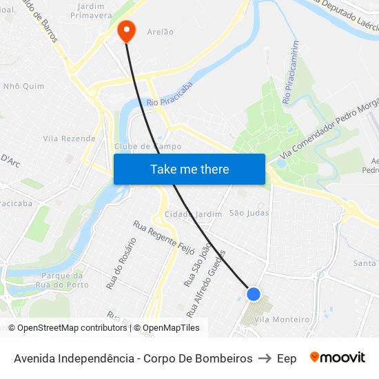 Avenida Independência - Corpo De Bombeiros to Eep map