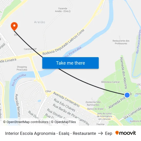 Interior Escola Agronomia - Esalq - Restaurante to Eep map