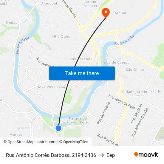 Rua Antônio Corrêa Barbosa, 2194-2436 to Eep map