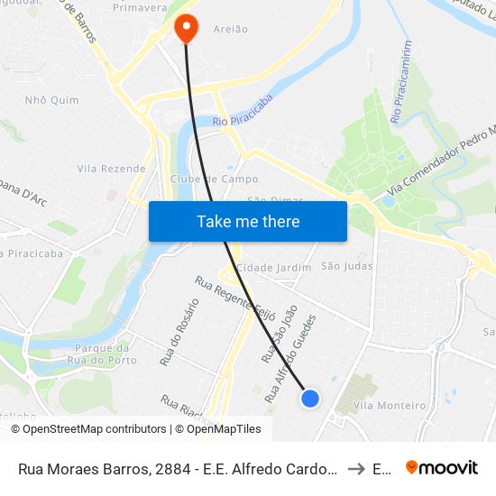 Rua Moraes Barros, 2884 - E.E. Alfredo Cardoso to Eep map