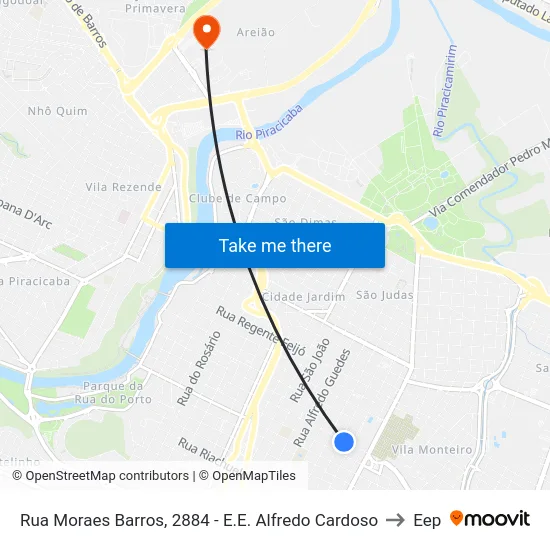 Rua Moraes Barros, 2884 - E.E. Alfredo Cardoso to Eep map