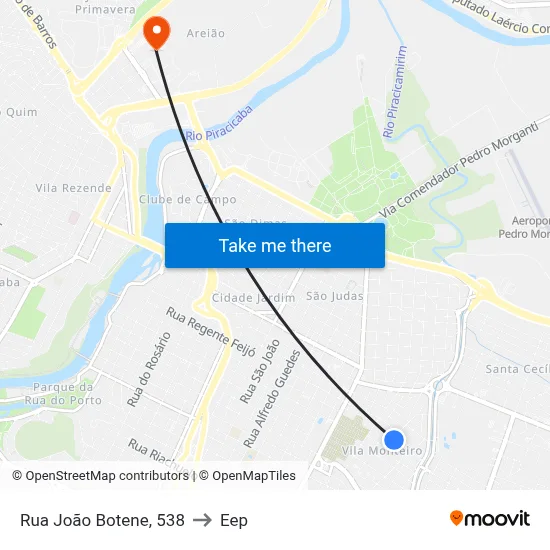 Rua João Botene, 538 to Eep map