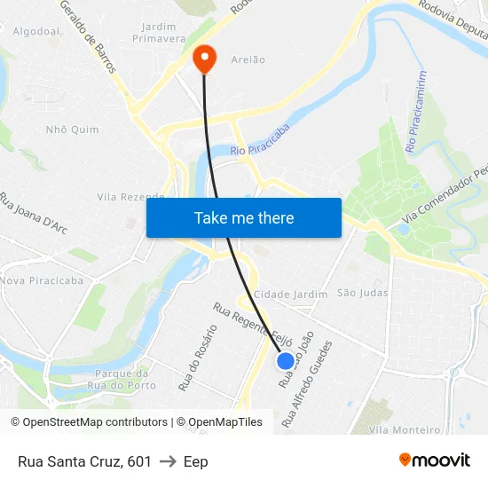 Rua Santa Cruz, 601 to Eep map