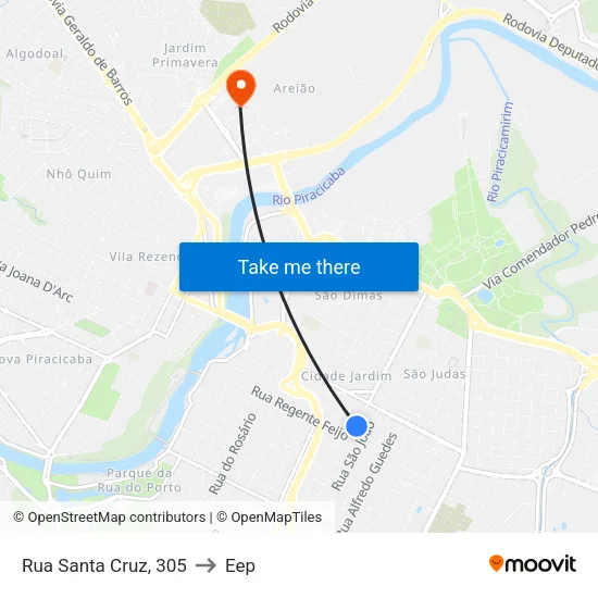 Rua Santa Cruz, 305 to Eep map