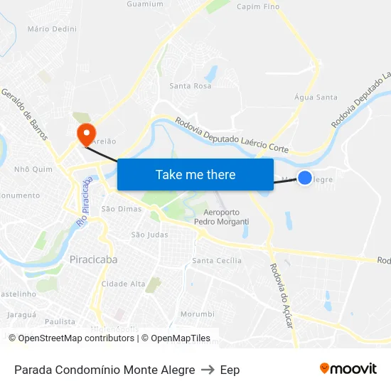 Parada Condomínio Monte Alegre to Eep map