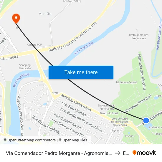 Via Comendador Pedro Morgante - Agronomia / Esalq to Eep map