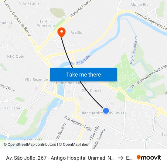 Av. São João, 267 - Antigo Hospital Unimed, Nº 267 to Eep map