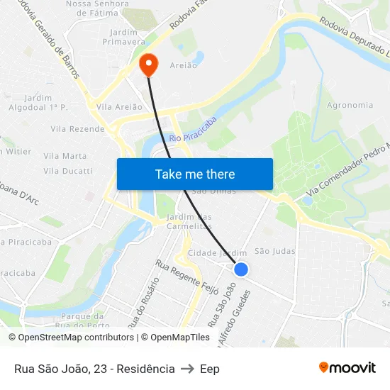Rua São João, 23 - Residência to Eep map
