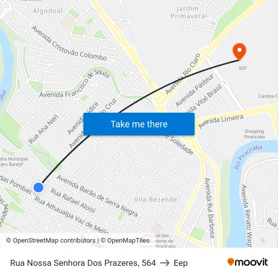 Rua Nossa Senhora Dos Prazeres, 564 to Eep map