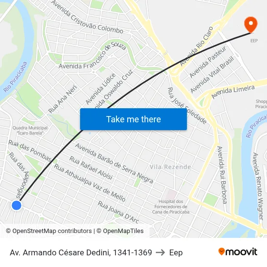 Av. Armando Césare Dedini, 1341-1369 to Eep map