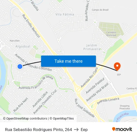 Rua Sebastião Rodrigues Pinto, 264 to Eep map