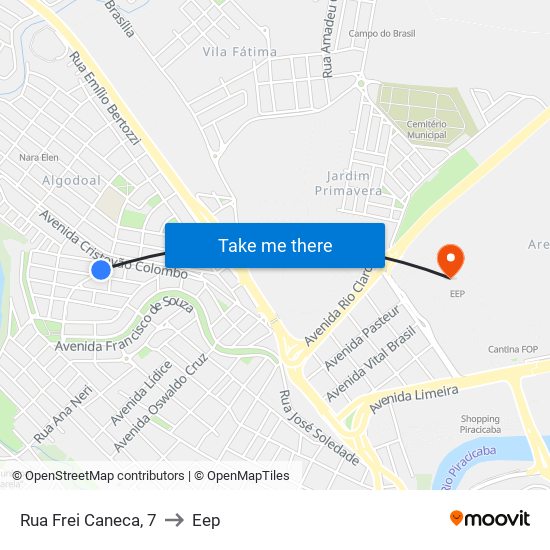 Rua Frei Caneca, 7 to Eep map