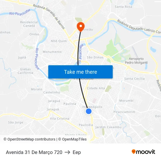 Avenida 31 De Março 720 to Eep map