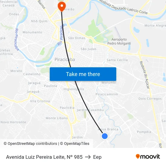 Avenida Luiz Pereira Leite, Nº 985 to Eep map