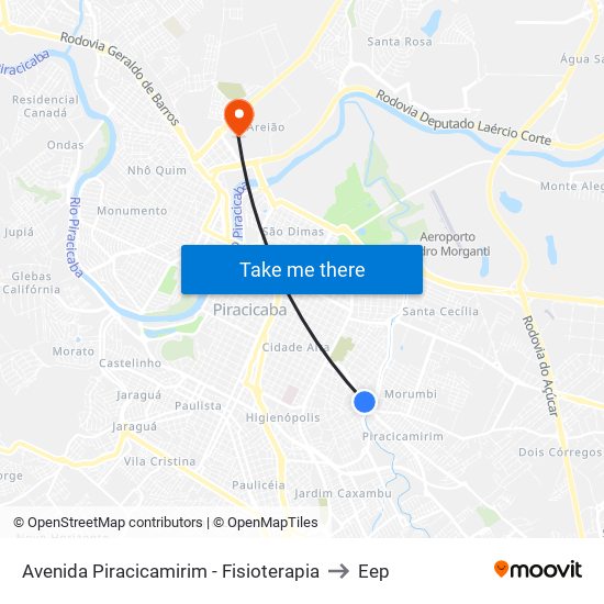 Avenida Piracicamirim - Fisioterapia to Eep map