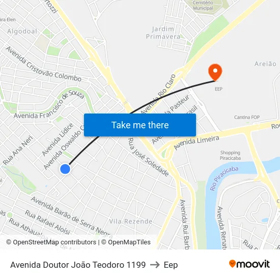 Avenida Doutor João Teodoro 1199 to Eep map