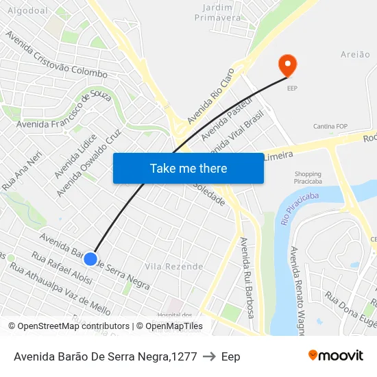 Avenida Barão De Serra Negra,1277 to Eep map
