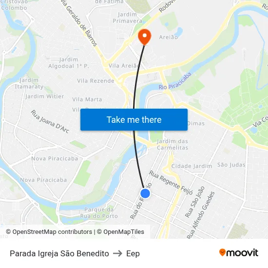 Parada Igreja São Benedito to Eep map