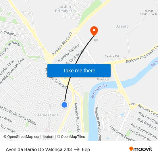 Avenida Barão De Valença 243 to Eep map