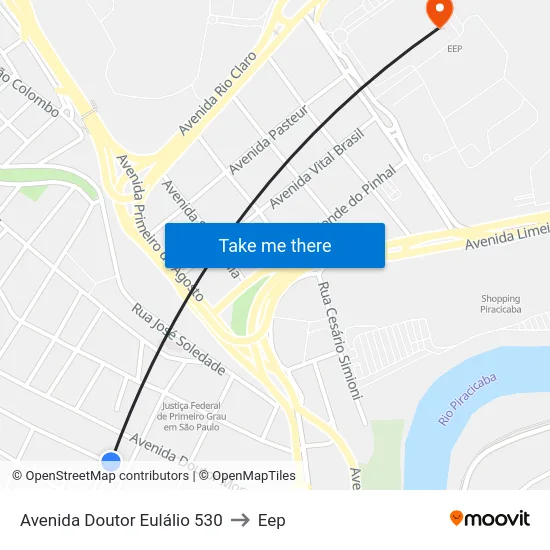 Avenida Doutor Eulálio 530 to Eep map