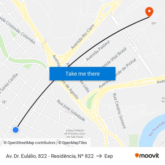 Av. Dr. Eulálio, 822 - Residência, Nº 822 to Eep map