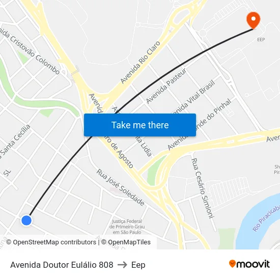 Avenida Doutor Eulálio 808 to Eep map