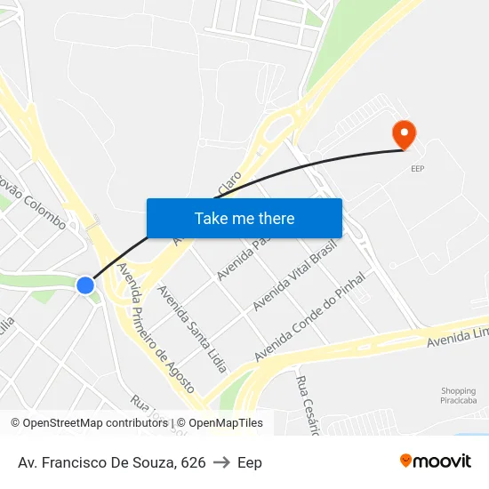 Av. Francisco De Souza, 626 to Eep map