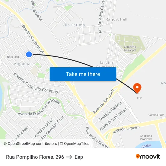 Rua Pompilho Flores, 296 to Eep map