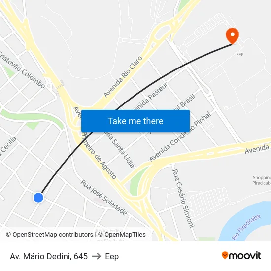 Av. Mário Dedini, 645 to Eep map