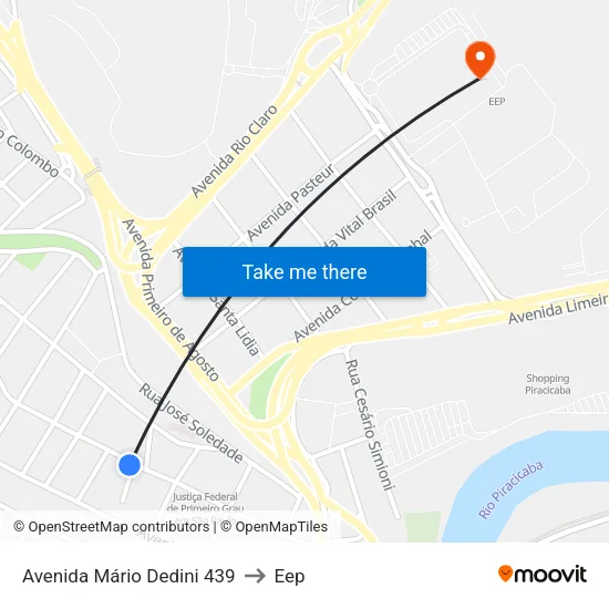 Avenida Mário Dedini 439 to Eep map