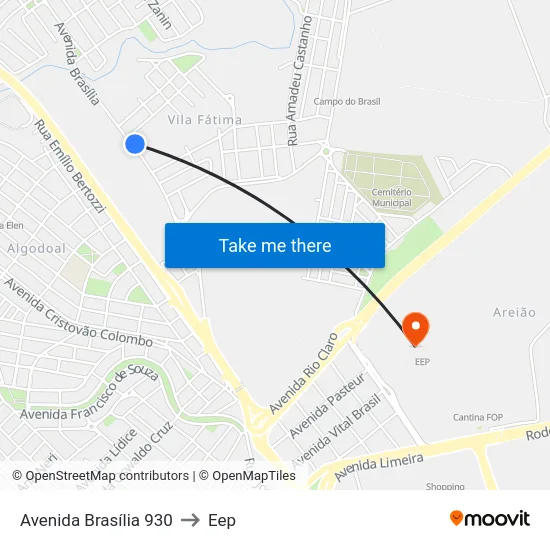 Avenida Brasília 930 to Eep map