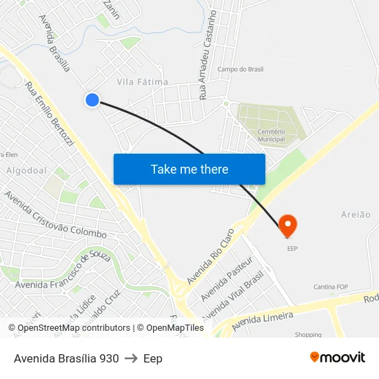 Avenida Brasília 930 to Eep map