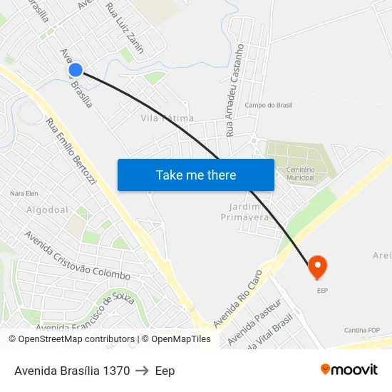 Avenida Brasília 1370 to Eep map