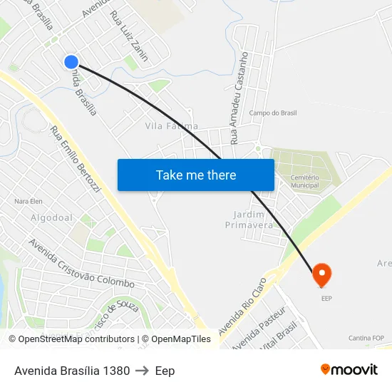 Avenida Brasília  1380 to Eep map