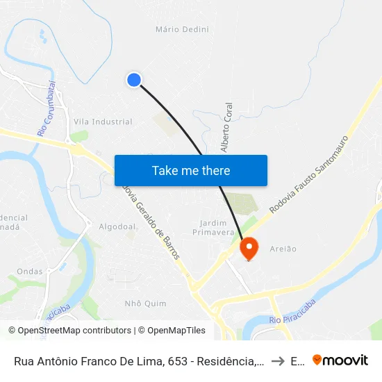 Rua Antônio Franco De Lima, 653 - Residência, Antes 653 to Eep map