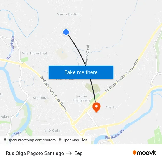 Rua Olga Pagoto Santiago to Eep map