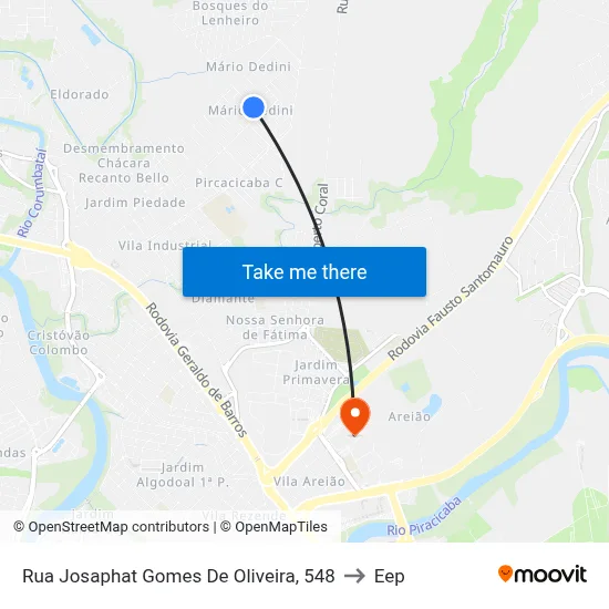 Rua Josaphat Gomes De Oliveira, 548 to Eep map