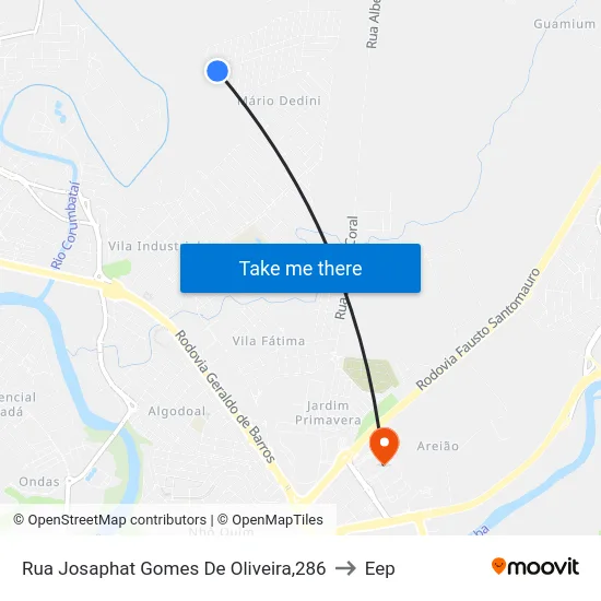 Rua Josaphat Gomes De Oliveira,286 to Eep map