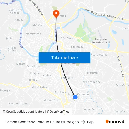 Parada Cemitério Parque Da Ressurreição to Eep map