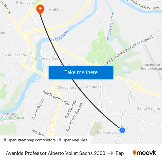 Avenida Professor Alberto Vollet Sachs 2300 to Eep map