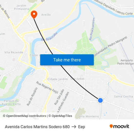Avenida Carlos Martins Sodero 680 to Eep map