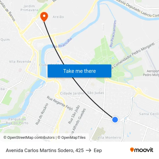 Avenida Carlos Martins Sodero, 425 to Eep map
