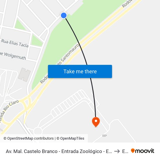 Av. Mal. Castelo Branco - Entrada Zoológico - Entrada Zoológico to Eep map