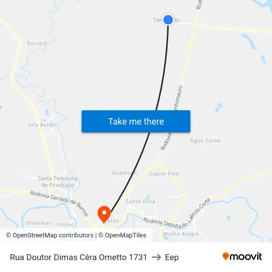 Rua Doutor Dimas Cêra Ometto 1731 to Eep map