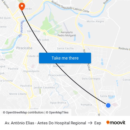 Av. Antônio Elias - Antes Do Hospital Regional to Eep map