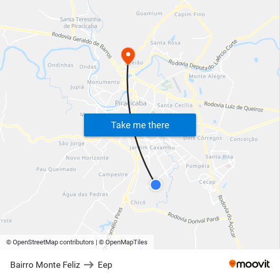 Bairro Monte Feliz to Eep map