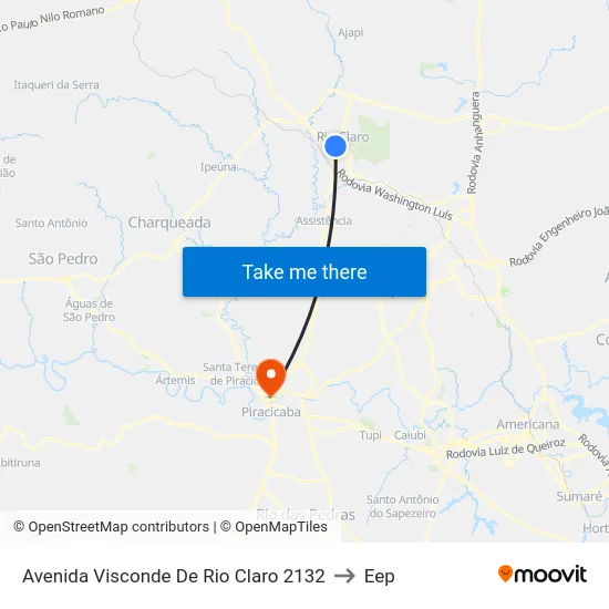 Avenida Visconde De Rio Claro 2132 to Eep map